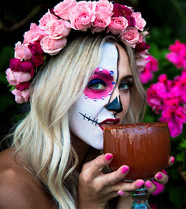 woman drinking michelada